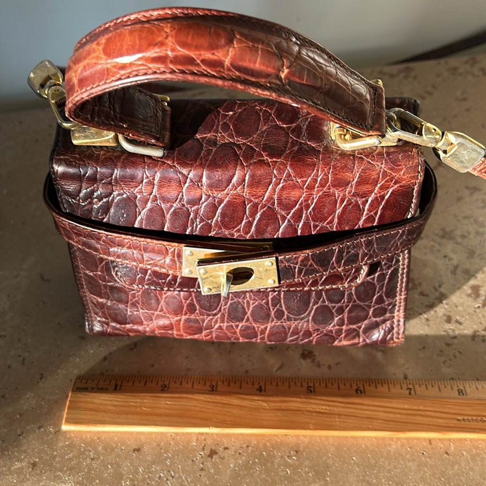🔥HP🔥True VTG Maraolo small Alligator Crossbody Bag, brown, Italy - Picture 14 of 17
